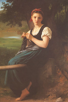 Gemälde Reproduktion von Adolphe-William Bouguereau Die Strickerin