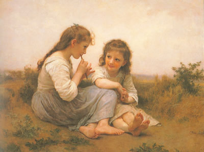 Gemälde Reproduktion von Adolphe-William Bouguereau Idyll im Kindesalter