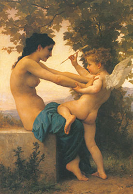 Gemälde Reproduktion von Adolphe-William Bouguereau Junge Mädchen verteidigen sich gegen Eros