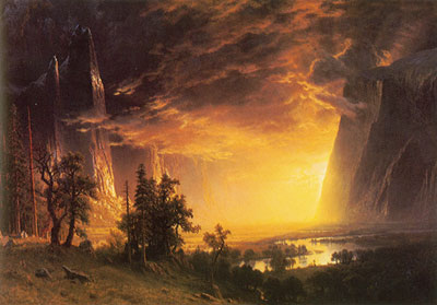 Gemälde Reproduktion von Albert Bierstadt Sonnenuntergang im Yosemite Valley