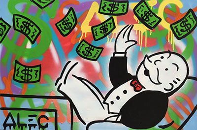 Gemälde Reproduktion von Alec Monopoly Geld rauchen