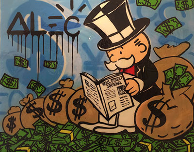 Gemälde Reproduktion von Alec Monopoly Lesen des WSJ