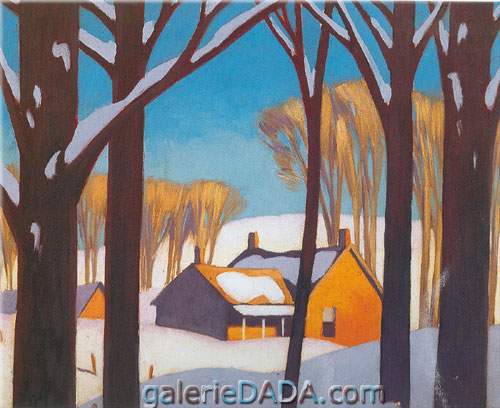 Gemälde Reproduktion von Alfred J. Casson Haus im Winter