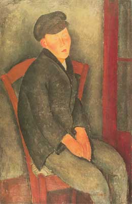 Gemälde Reproduktion von Amedeo Modigliani Sitzender Junge mit Kappe