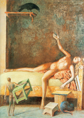 Gemälde Reproduktion von Balthasar Balthus Große Komposition mit Rabe