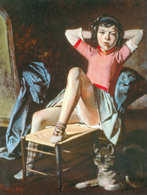 Gemälde Reproduktion von Balthasar Balthus Mädchen mit Katze