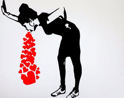 Gemälde Reproduktion von Banksy Herzen werfen