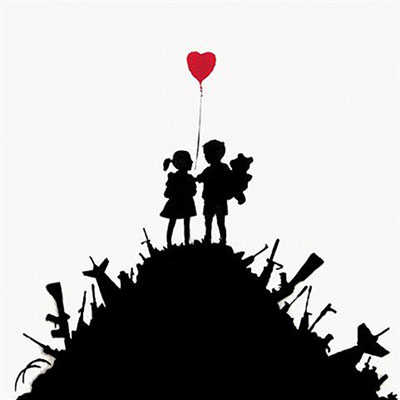 Gemälde Reproduktion von Banksy Kinder auf dem Guns Hill