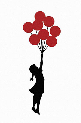 Gemälde Reproduktion von Banksy Mädchen mit einem fliegenden Ballon