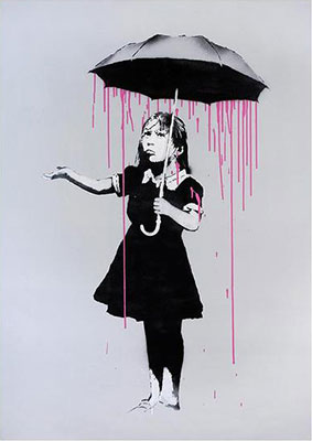 Gemälde Reproduktion von Banksy Nola Pink regen