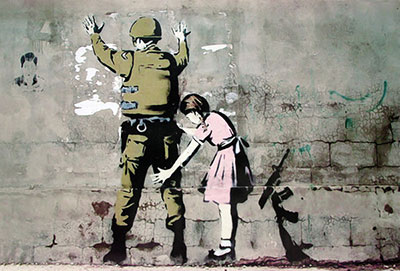 Gemälde Reproduktion von Banksy Soldat und Mädchen