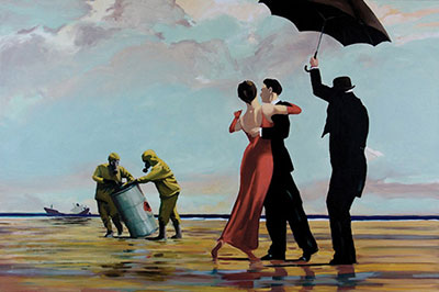 Gemälde Reproduktion von Banksy Tanzender Butler auf dem Poisonous Beach