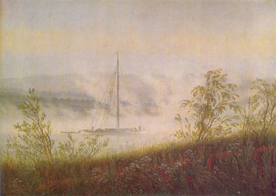 Gemälde Reproduktion von Caspar David Friedrich Elbe Skiff im Morgennebel