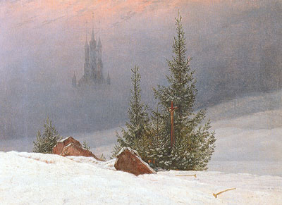 Gemälde Reproduktion von Caspar David Friedrich Winterlandschaft mit Kirche