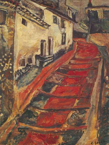 Gemälde Reproduktion von Chaim Soutine Rote Treppe in Cagnes