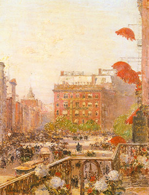 Gemälde Reproduktion von Childe Hassam Blick auf den Broadway und die Fifth Avenue