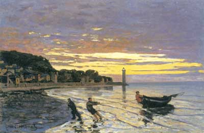 Gemälde Reproduktion von Claude Monet Boot ziehen, Honfleur