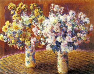 Gemälde Reproduktion von Claude Monet Zwei Vasen chrysanthemum