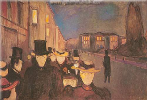 Gemälde Reproduktion von Edvard Munch Abend in der Karl Johan Street