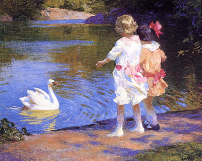 Gemälde Reproduktion von Edward Henry Potthast Der Schwan