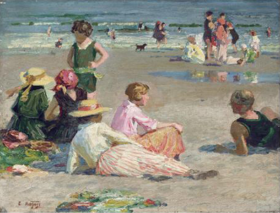 Gemälde Reproduktion von Edward Henry Potthast Der Strand von Manhattan