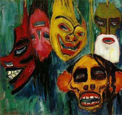 Gemälde Reproduktion von Emil Nolde Masken Stillleben