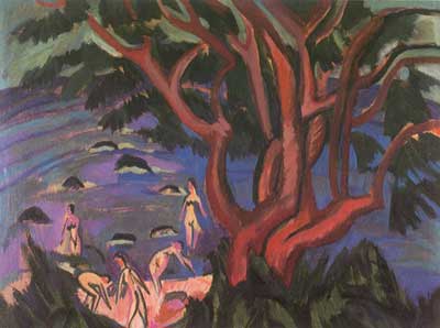 Gemälde Reproduktion von Ernst Ludwig Kirchner Der rote Baum an der Küste