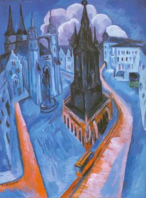 Gemälde Reproduktion von Ernst Ludwig Kirchner Der rote Turm in Halle