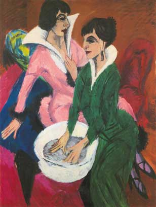 Gemälde Reproduktion von Ernst Ludwig Kirchner Zwei Frauen mit Waschbecken