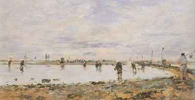 Gemälde Reproduktion von Eugene Boudin Garnelenfischer in Trouville