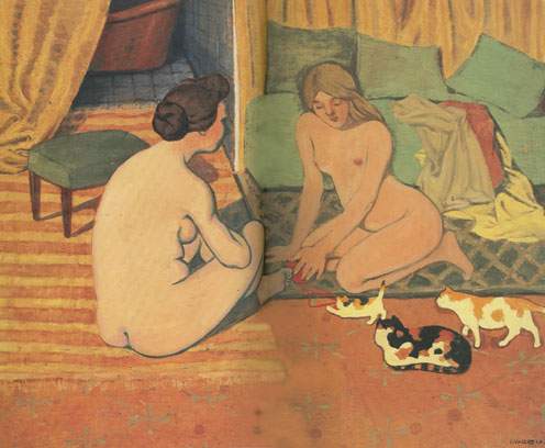 Gemälde Reproduktion von Felix Vallotton Frauen mit Katzen