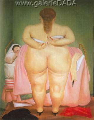 Gemälde Reproduktion von Fernando Botero Eine Frau legt ihre Brasssiere