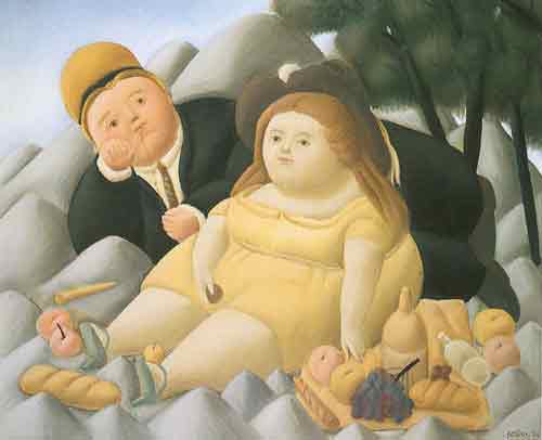 Gemälde Reproduktion von Fernando Botero Picknick in den Bergen