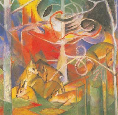 Gemälde Reproduktion von Franz Marc Hirsche im Wald