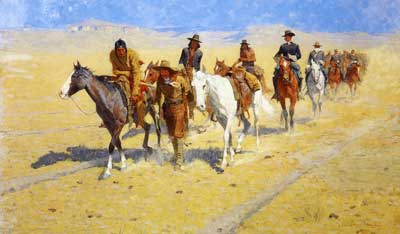 Gemälde Reproduktion von Frederic Remington Pony Trail auf den Büffel Trails