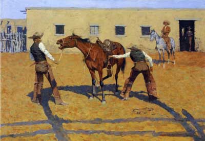 Gemälde Reproduktion von Frederic Remington Seine frühe Lektion