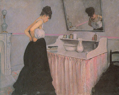 Gemälde Reproduktion von Gustave Caillebotte Femme a SA restroom