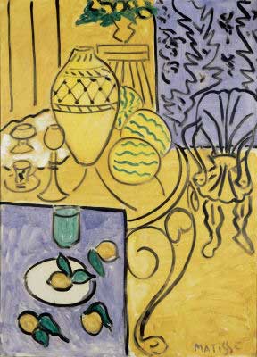 Gemälde Reproduktion von Henri Matisse Gelbes und blaues Interieur