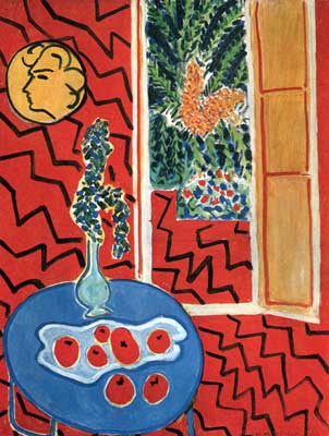 Gemälde Reproduktion von Henri Matisse Red Interieur, immer noch auf dem blauen Tisch