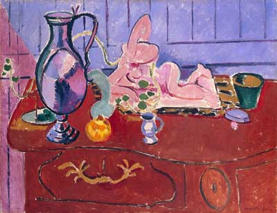 Gemälde Reproduktion von Henri Matisse Statuette und Krug in Rosa