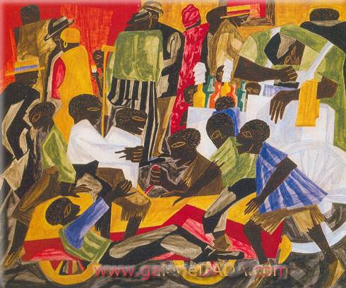 Gemälde Reproduktion von Jacob Lawrence Sommer-Straßenszene