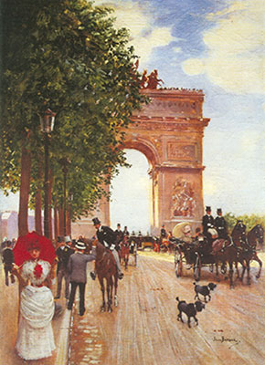 Gemälde Reproduktion von Jean Beraud Der Triumphbogen der Champs-Elyseen