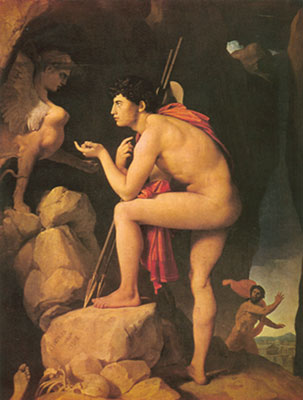 Gemälde Reproduktion von Jean-Dominique Ingres Ödipus und die Sphinx