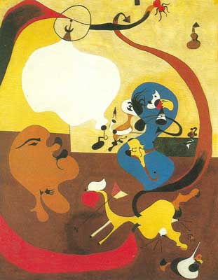 Gemälde Reproduktion von Joan Miro Niederländisches Innere II