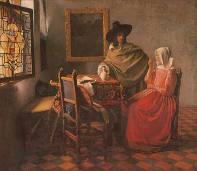 Gemälde Reproduktion von Johannes Vermeer Das Glas des Weines