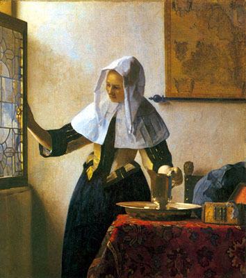 Gemälde Reproduktion von Johannes Vermeer Junge Frau mit einem Wasserkrug