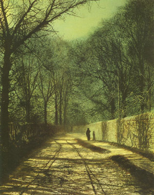 Gemälde Reproduktion von John Atkinson Grimshaw Schatten von Bäumen auf der Parkmauer