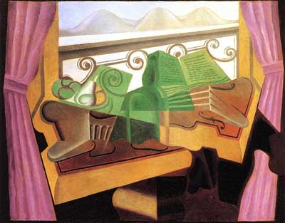 Gemälde Reproduktion von Juan Gris Offenes Fenster mit Bergen