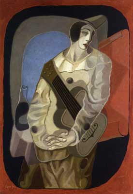 Gemälde Reproduktion von Juan Gris Pierrot mit guitarre