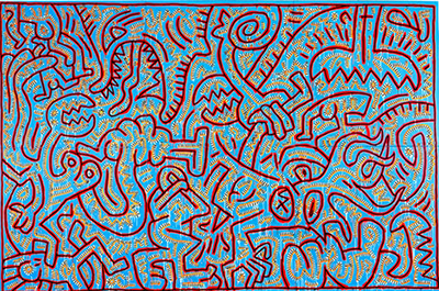 Gemälde Reproduktion von Keith Haring Malerei für Angelika Alinova